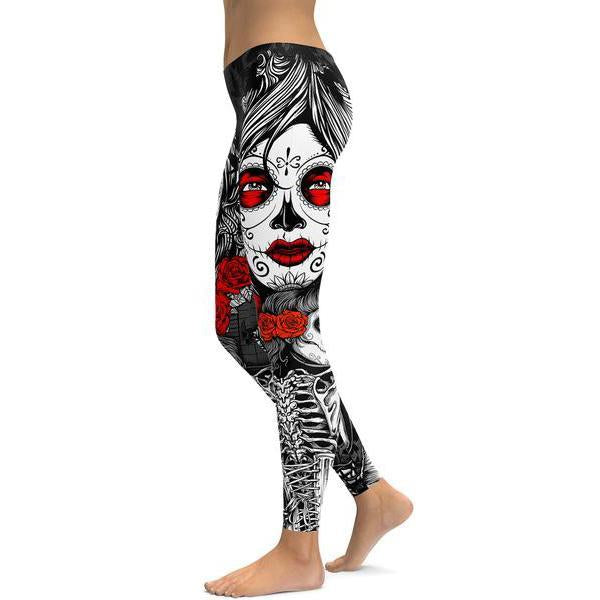 Skeleton Sugar Skull Leggings-Cloth-Beautyholic1.com-BeautyHolic1.com