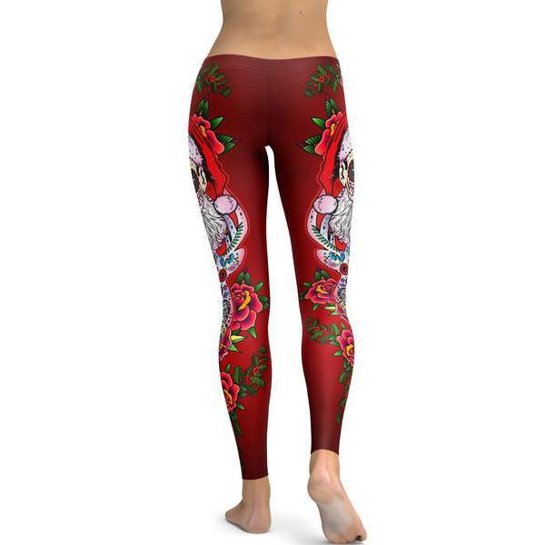 Santa & Rudolph Sugar Skull Leggings-Cloth-Beautyholic1.com-BeautyHolic1.com