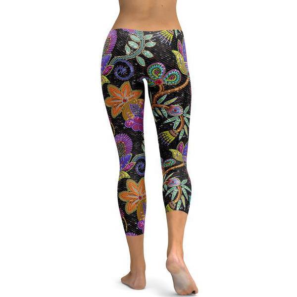 Faux Paillette Flower Capris-Cloth-Beautyholic1.com-BeautyHolic1.com