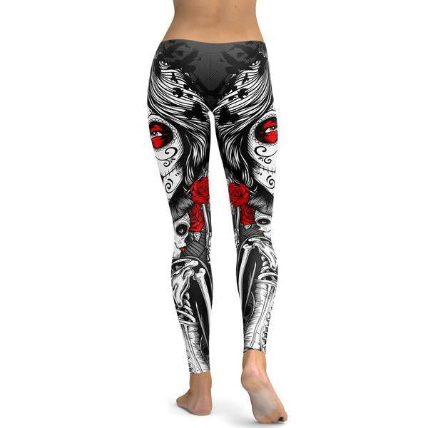 Skeleton Sugar Skull Leggings-Cloth-Beautyholic1.com-BeautyHolic1.com