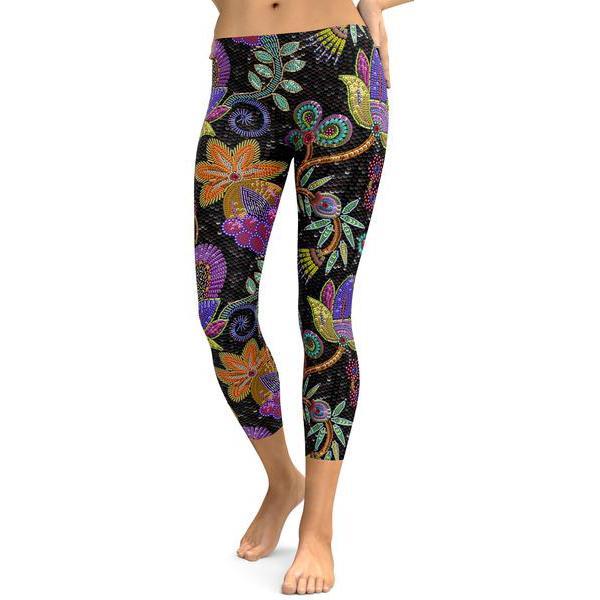 Faux Paillette Flower Capris-Cloth-Beautyholic1.com-BeautyHolic1.com