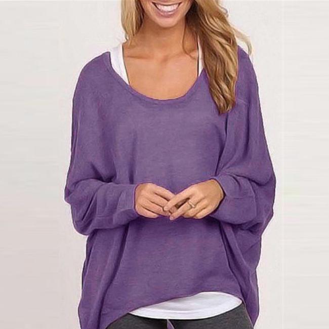 Women Sexy Batwing Sleeve Loose Pullover-Beauty & Fashion-BeautyHolic1.com-S-Purple-BeautyHolic1.com