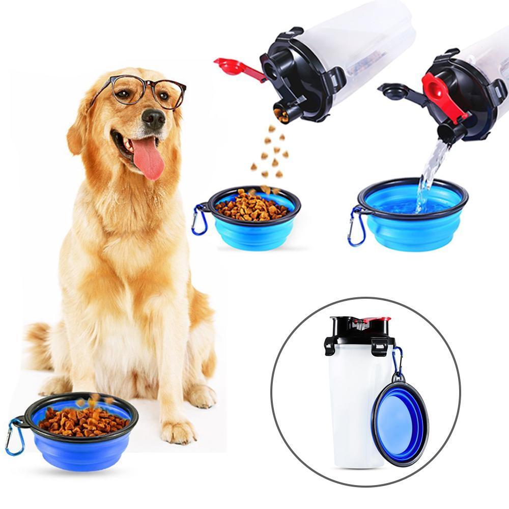 2-In-1 Pet Travel Water & Food Bottle with Companion Cup