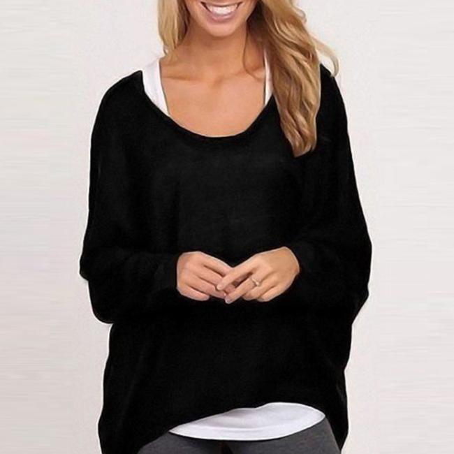 Women Sexy Batwing Sleeve Loose Pullover-Beauty & Fashion-BeautyHolic1.com-S-Black-BeautyHolic1.com