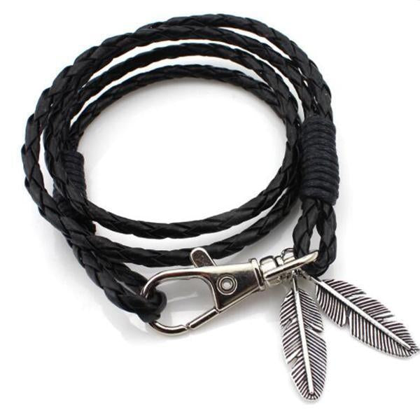 Feather Multiwrap Leather Bracelet-Beauty & Fashion-Prime4Choice.com-Prime4Choice.com