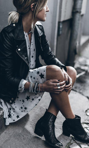 Autumn short long sleeve slim slimming leather jacket
