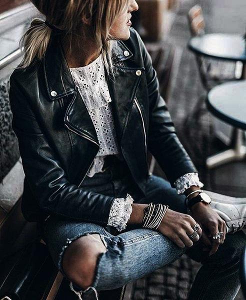 Autumn short long sleeve slim slimming leather jacket