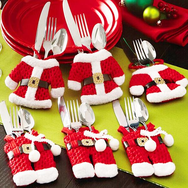 Cartoon Santa Silverware Holders Pockets Decor Storage-Silverware Decor-Prime4Choice.com-Prime4Choice.com