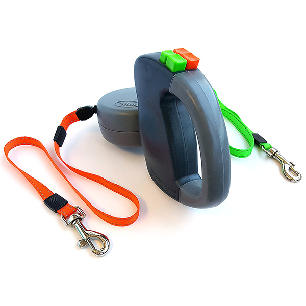 Dual Doggie 2 Dog Retractable Leash - 50 pounds per dog leash