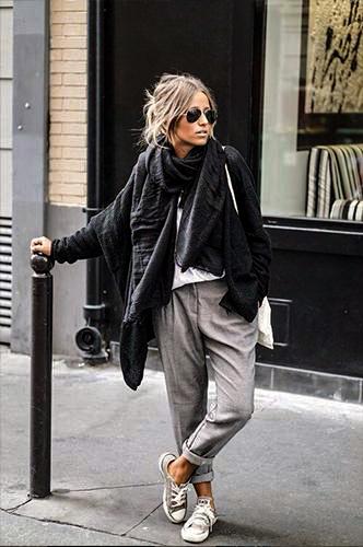 Gray  Casual Style Loose Scarf