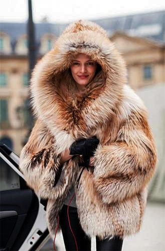 Hooded Fox Fur Coat