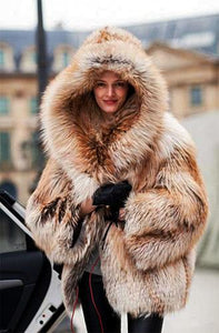 Hooded Fox Fur Coat