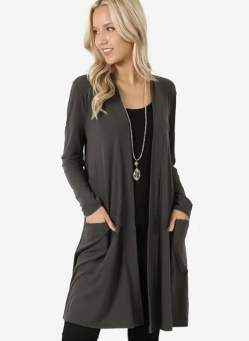 Cotton & Cotton Blend Long Sleeve Collarless Pockets Blanket Coats