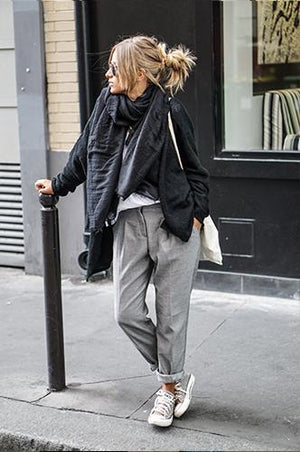Gray  Casual Style Loose Scarf