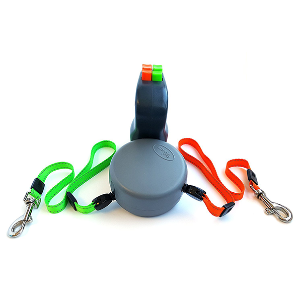Dual Doggie 2 Dog Retractable Leash - 50 pounds per dog leash