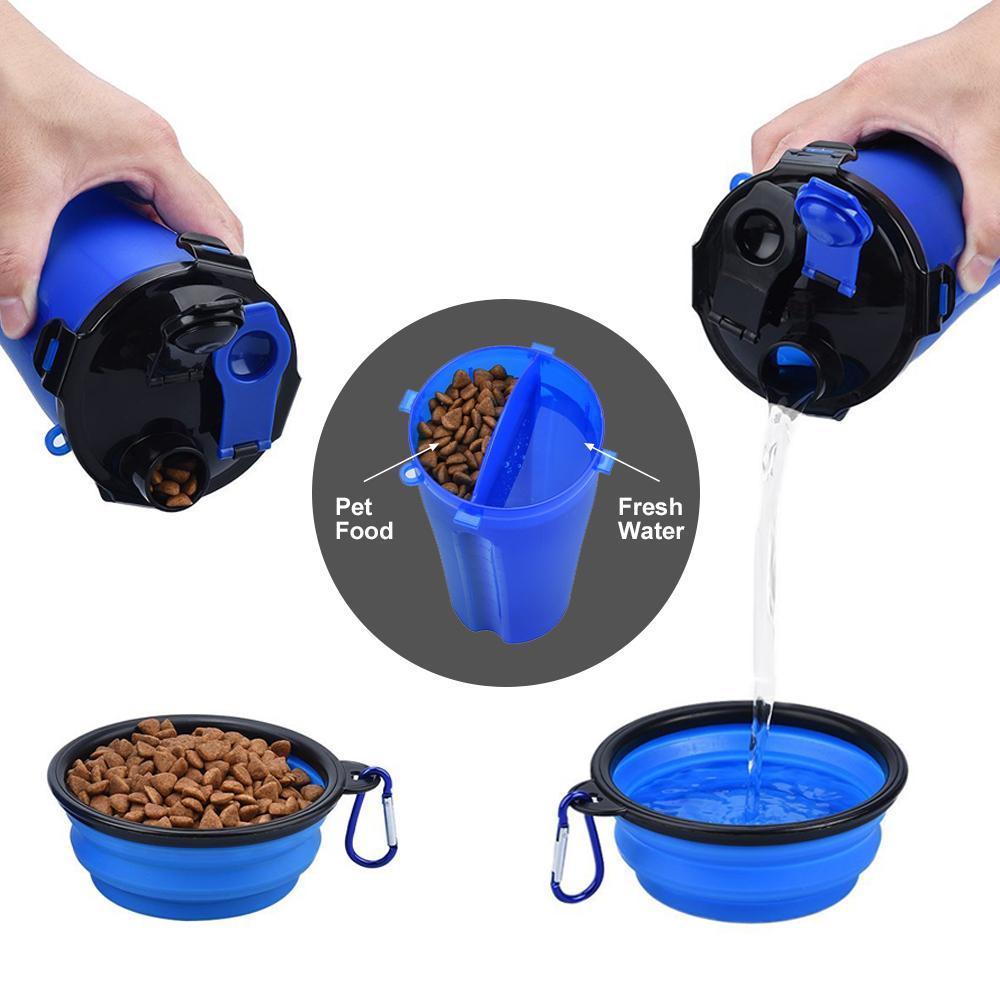 2-In-1 Pet Travel Water & Food Bottle with Companion Cup