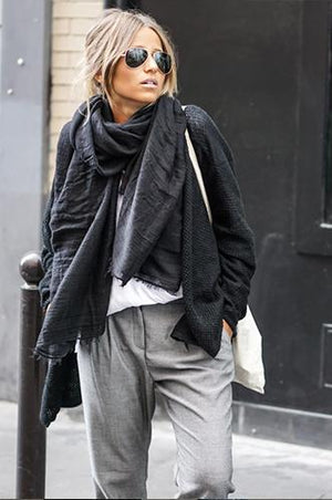 Gray  Casual Style Loose Scarf
