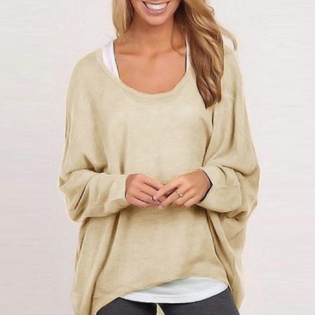 Women Sexy Batwing Sleeve Loose Pullover-Beauty & Fashion-BeautyHolic1.com-S-Khaki-BeautyHolic1.com