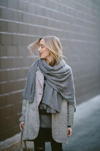 Gray loose imitation cashmere scarf