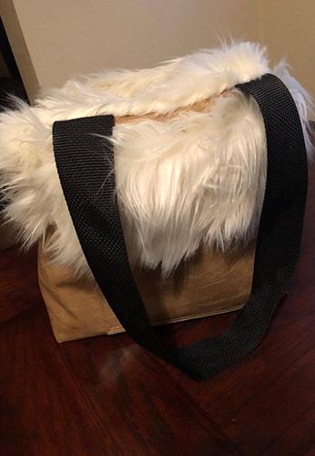 Leather Furry Large Pocket Satchel