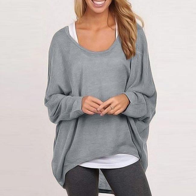 Women Sexy Batwing Sleeve Loose Pullover-Beauty & Fashion-BeautyHolic1.com-S-Grey-BeautyHolic1.com