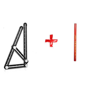*Multi-Angle Four Folding Ruler-Tools & Gadgets-Prime4Choice.com-1 plastic black+6 pencils-Prime4Choice.com