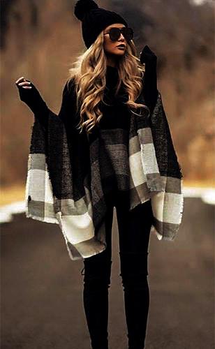 Black And White Striped Shawl