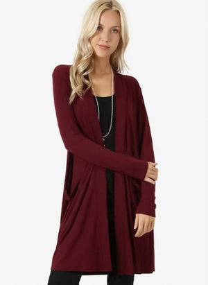 Cotton & Cotton Blend Long Sleeve Collarless Pockets Blanket Coats