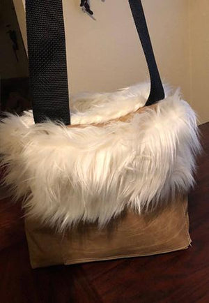 Leather Furry Large Pocket Satchel