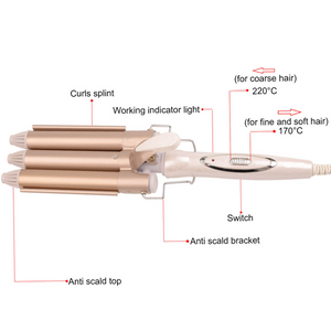 Hair Waver Ceramic 3 Barrel Clamp Curler