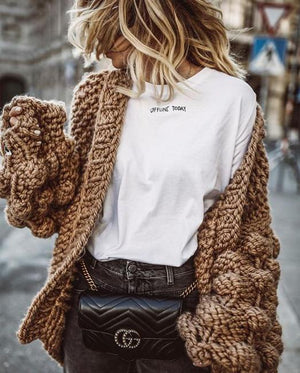 Cardigan Lantern Sleeve Sweater Coat