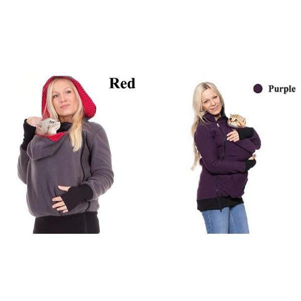 Mom Outwear Sweatshirts Maternity Kangaroo Hoodies With Baby Pet Carriers