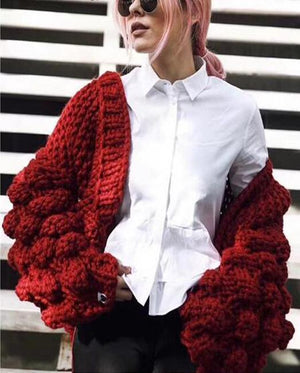 Cardigan Lantern Sleeve Sweater Coat