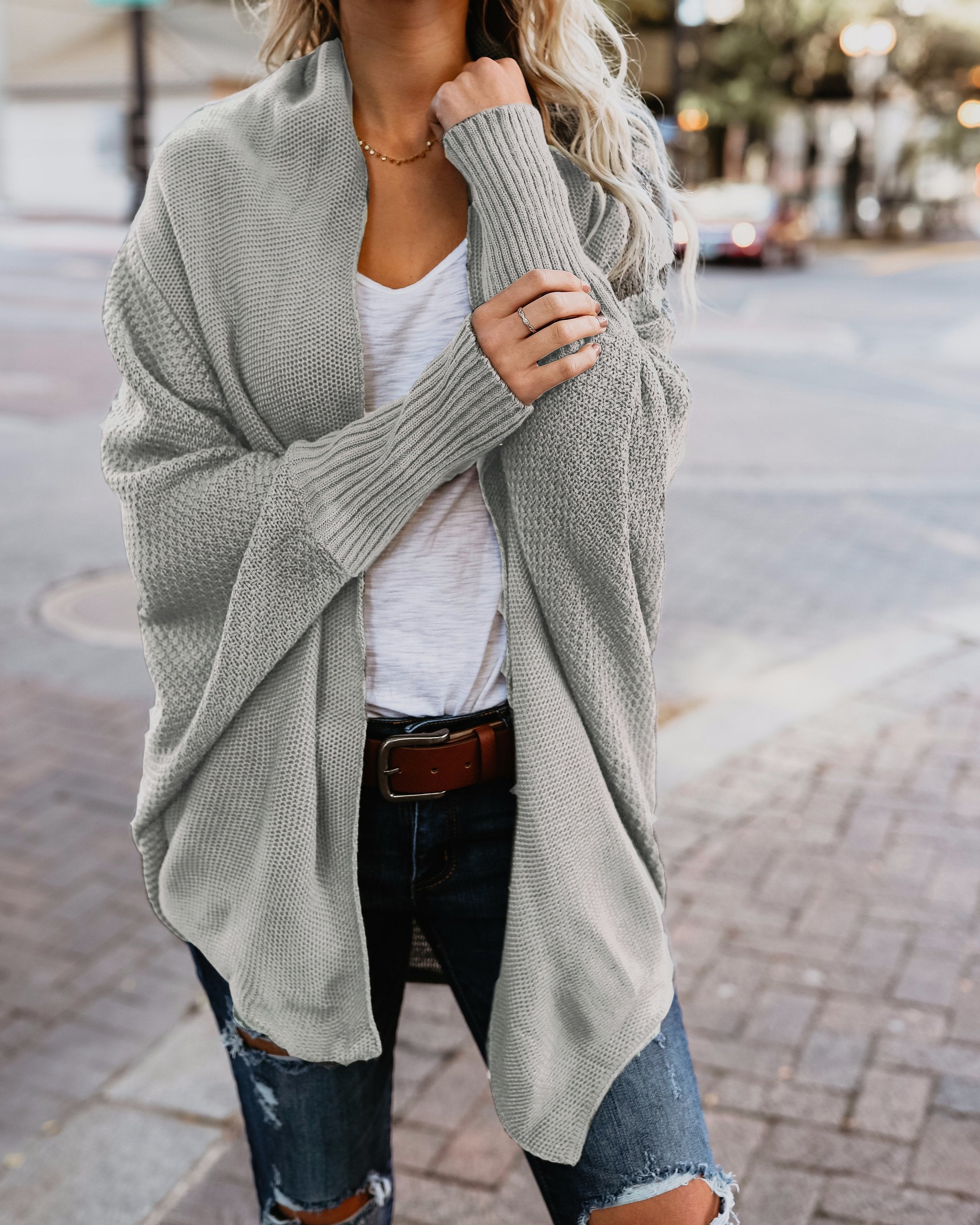Batwing Sleeve Over Size Knit Sweater/Cardigan/Shawl