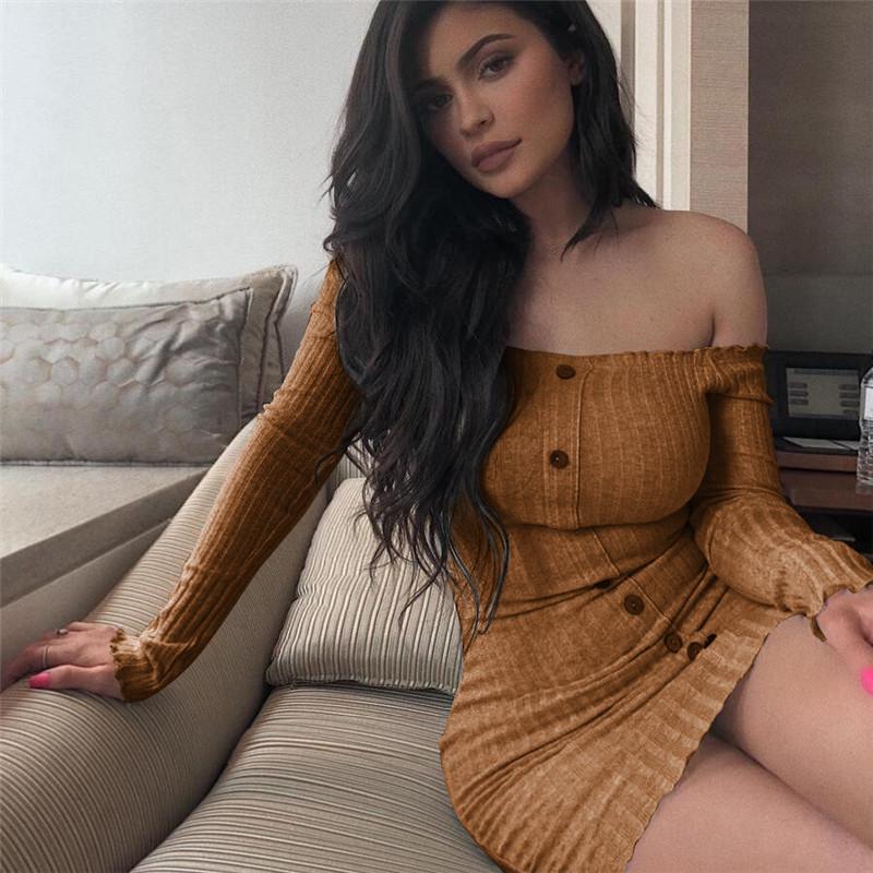 Cute Off Neck Sheath Dress