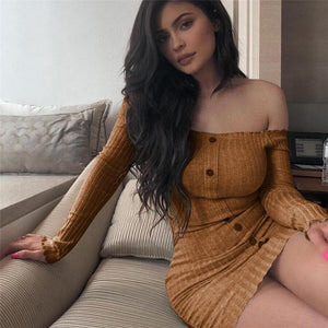 Cute Off Neck Sheath Dress