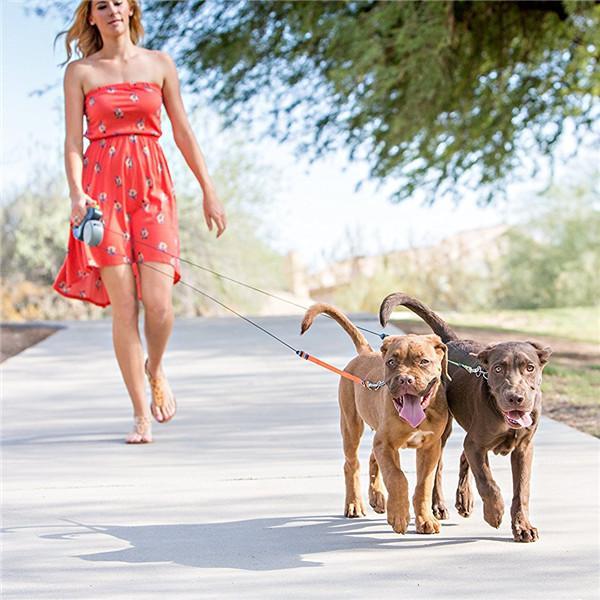 Dual Doggie 2 Dog Retractable Leash - 50 pounds per dog leash