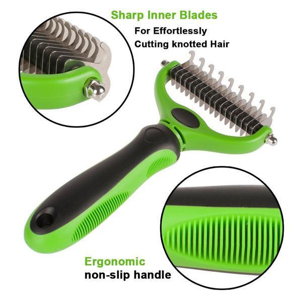 Dematting Comb with 2 Sided Undercoat Rake for Cats & Dogs