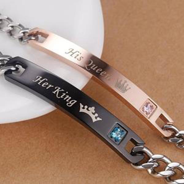 Her King His Queen Bracelets-Beauty-Beautyholic1.com-Black/Rose Gold Crown-BeautyHolic1.com