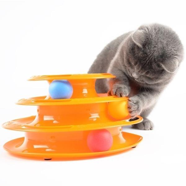 Interactive 3 Layers Tower of Tracks Balls Cat Toy