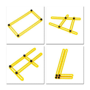*Multi-Angle Four Folding Ruler-Tools & Gadgets-Prime4Choice.com-Durable plastic-Yellow-Prime4Choice.com