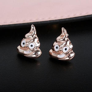 Feces Expression Earring-wear-Beautyholic1.com-Rose Gold-BeautyHolic1.com