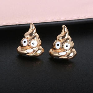 Feces Expression Earring-wear-Beautyholic1.com-Gold-BeautyHolic1.com
