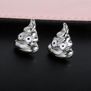 Feces Expression Earring-wear-Beautyholic1.com-Silver-BeautyHolic1.com