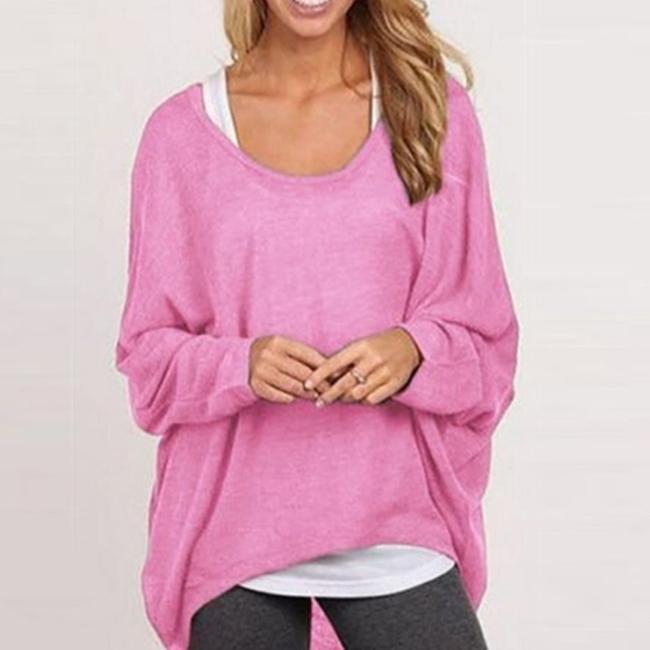 Women Sexy Batwing Sleeve Loose Pullover-Beauty & Fashion-BeautyHolic1.com-S-Pink-BeautyHolic1.com