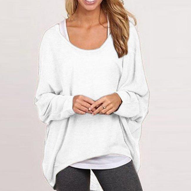 Women Sexy Batwing Sleeve Loose Pullover-Beauty & Fashion-BeautyHolic1.com-S-White-BeautyHolic1.com