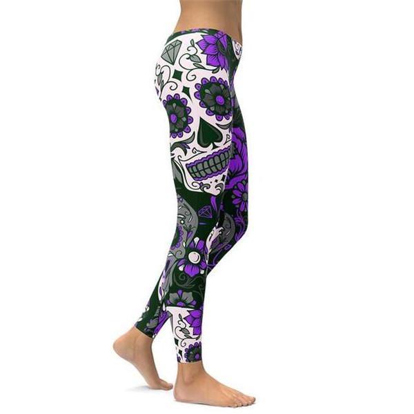 Purple Sugar Skull Leggings-Cloth-Beautyholic1.com-BeautyHolic1.com