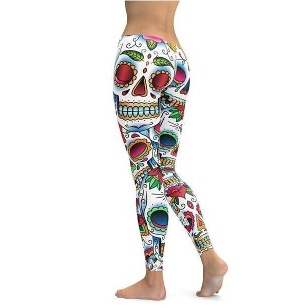 Colorful Dead - Sugar Skull Leggings-Cloth-Beautyholic1.com-BeautyHolic1.com
