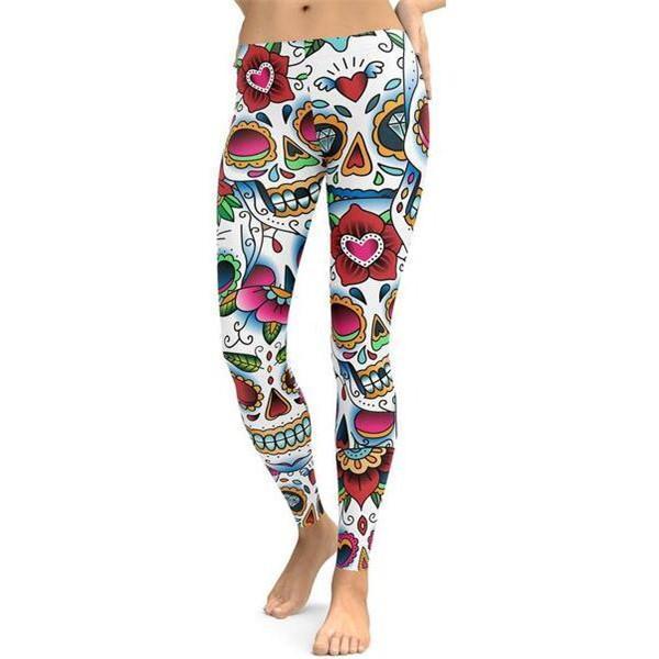 Colorful Dead - Sugar Skull Leggings-Cloth-Beautyholic1.com-BeautyHolic1.com