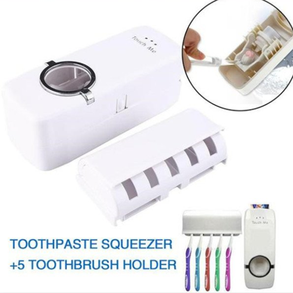 Automatic Toothpaste Dispenser & 5 Toothbrush Holder-Home & Garden-Prime4Choice.com-Prime4Choice.com